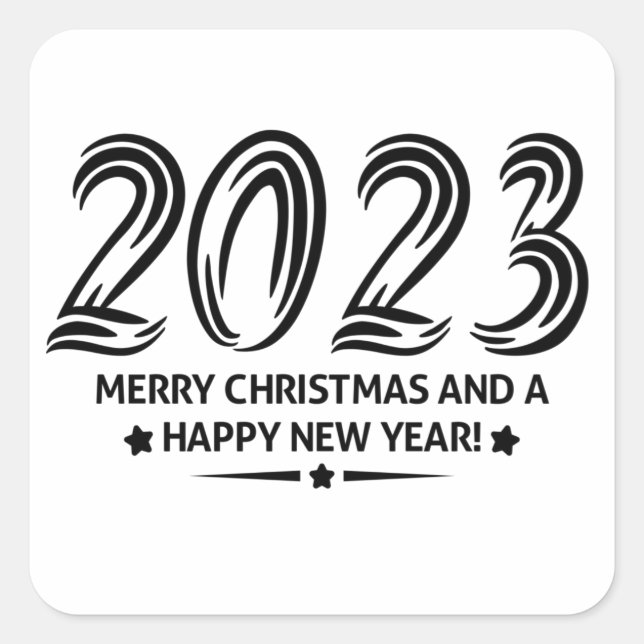 Sticker Carré 2023 Joyeux Noël et une Bonne Année (Devant)