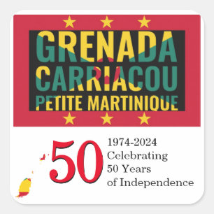 Sticker Carré 2024 GRENADA 50e anniversaire de l'indépendance