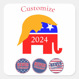 Sticker Carré 2024 Jamais Trump Thunder_Cove