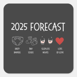 Sticker Carré 2025 Prévision de maman à être le Nouvel An