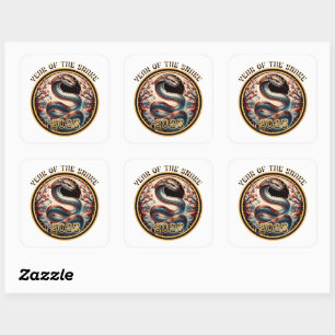 Sticker Carré 2025 YEAR OF THE SNAKE chinois nouvelle année cade