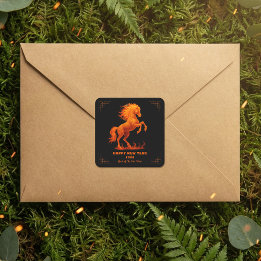 Sticker Carré 2026 Year of the Fire Horse Chinese Zodiac