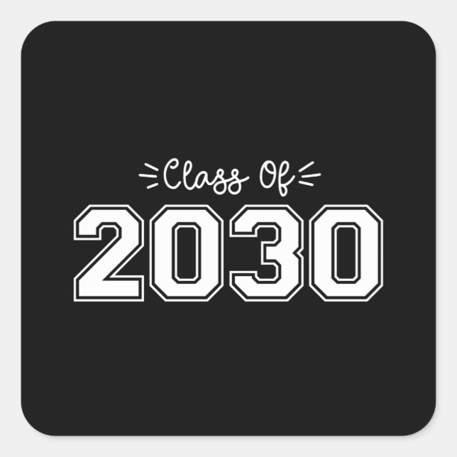 Sticker Carré 2030 seniors, Classe de 2030 Graduation (Devant)