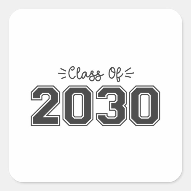 Sticker Carré 2030 seniors, Classe de 2030 Graduation (Devant)