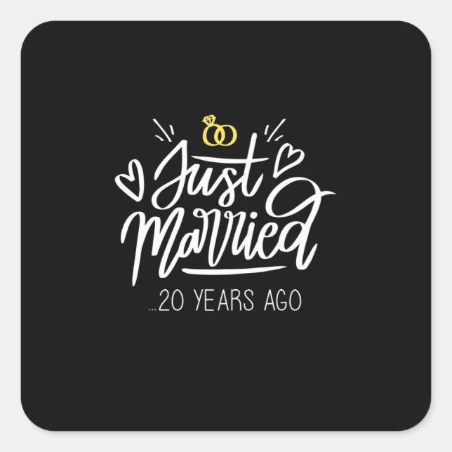 Sticker Carré 20ème anniversaire de mariage (Devant)
