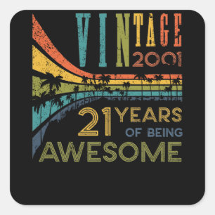 Sticker Carré 21 Anniversaire Vintage 2001 21e anniversaire