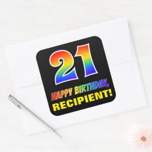 Sticker Carré 21e anniversaire : Audacieux, amusant, simple, arc