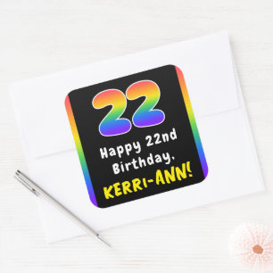 Sticker Carré 22e anniversaire : Rainbow Spectrum # 22, Nom pers