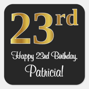 Sticker Carré 23e anniversaire - Elégant luxe Faux Gold Look #