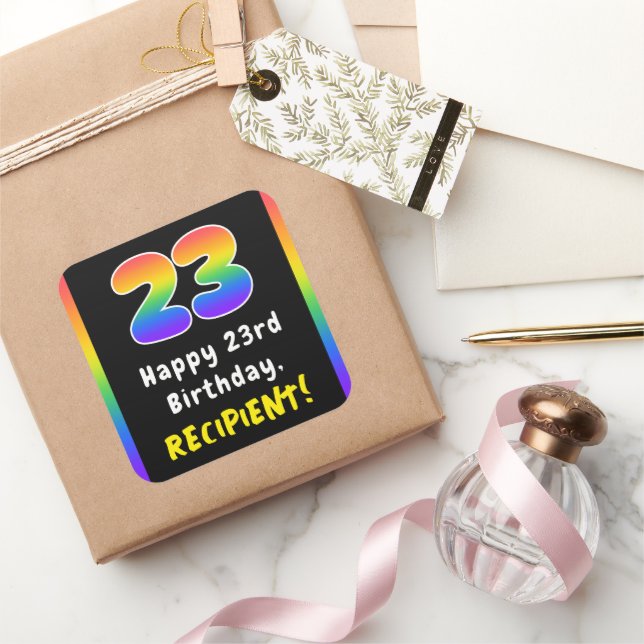Sticker Carré 23e anniversaire : Rainbow Spectrum # 23, Nom pers (Cadeaux)