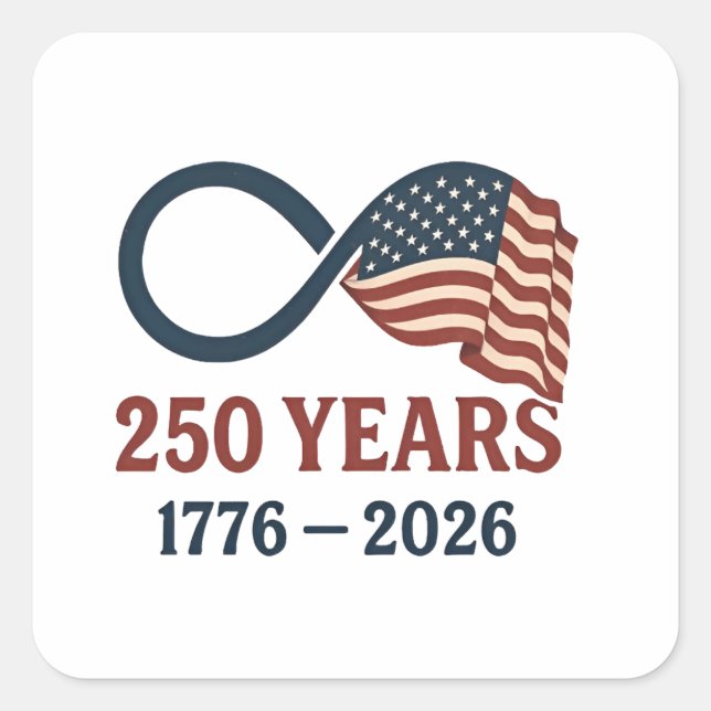 Sticker Carré 250 Anniversaire 1776-2026 USA Patriotique (Devant)