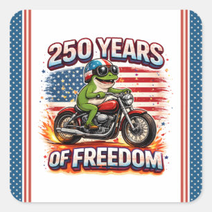 Sticker Carré 250 Ans De Liberté Patriote Grenouille Biker USA