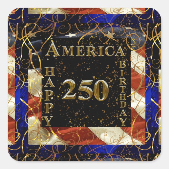 Sticker Carré 250e anniversaire d'Amérique ! (Devant)