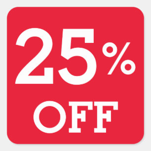 Sticker Carré 25% vingt-cinq% de réduction sur la vente