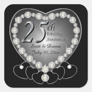 Sticker Carré 25e anniversaire du Mariage d'argent