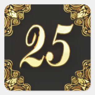 Sticker Carré 25e anniversaire ou anniversaire Regal Gold et Noi