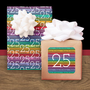 Sticker Carré 25e anniversaire Rainbow Stripes