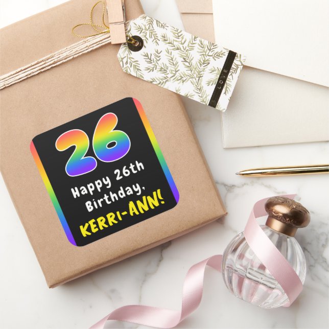 Sticker Carré 26e anniversaire : Rainbow Spectrum # 26, Nom pers (Cadeaux)