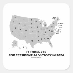 Sticker Carré 270 Pour La Victoire Présidentielle En 2024 Carte