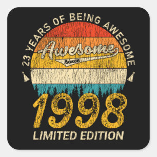 Sticker Carré 27 Ans Anniversaire Retro Awesome 27e anniversaire