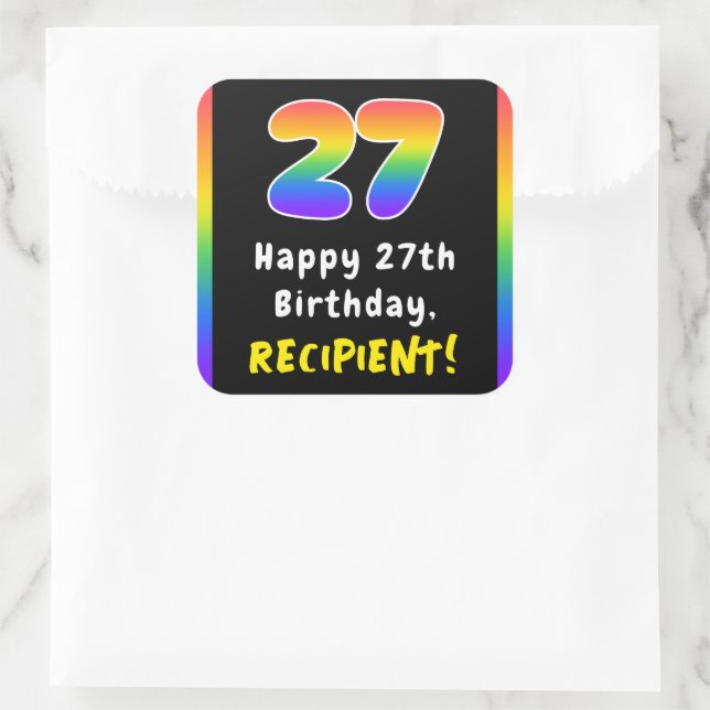 Sticker Carré 27e anniversaire : Rainbow Spectrum # 27, Nom pers (Sac)