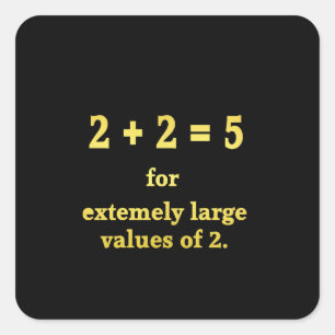 Sticker Carré 2 + 2 = 5 Blague de maths drôle