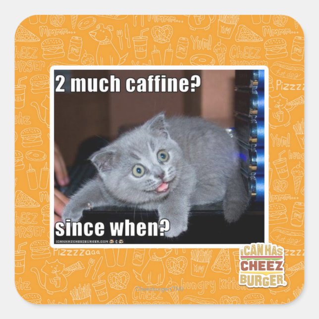 Sticker Carré 2 beaucoup de caffine ? (Devant)
