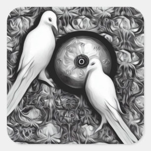 Sticker Carré 2 colombes