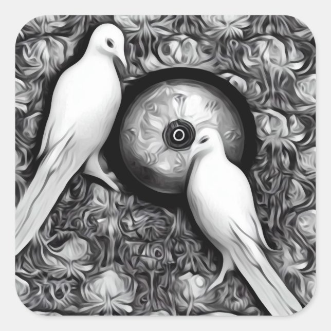 Sticker Carré 2 colombes (Devant)