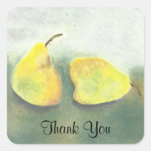Sticker Carré 2 de vert jaune de poires toujours Mercis d'art de