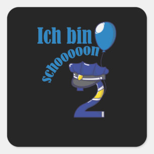 Sticker Carré 2. Geburtstag Patrol Jungs Kinder Polizei Paw
