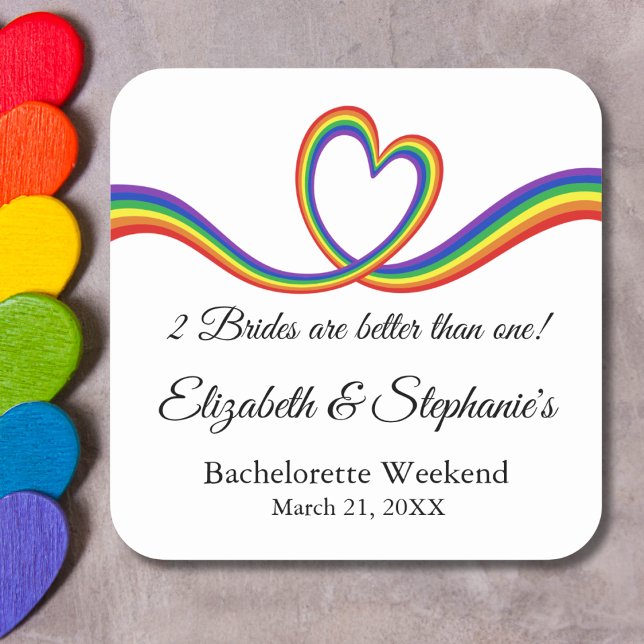 Sticker Carré 2 mariées valent mieux qu'une célibataire lesbienn (Créateur téléchargé)