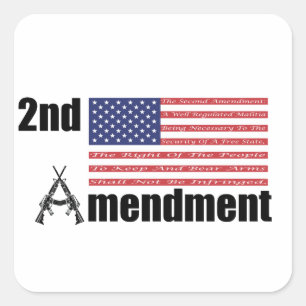 Sticker Carré 2e amendement AR Rifles A et drapeau