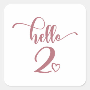 Sticker Carré 2e anniversaire Filles Bonjour Deux mignons Enfant