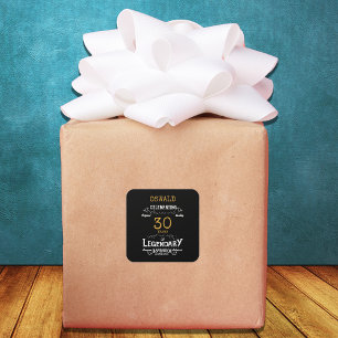 Sticker Carré 30e anniversaire Black Gold Legendary Retro