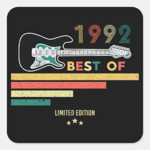 Sticker Carré 30e anniversaire Vintage Guitare Lover Best Of 199