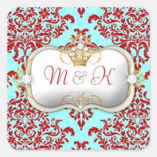 Sticker Carré 311 Ciao Bella & Lovey Dovey Damask Rouge Turquios