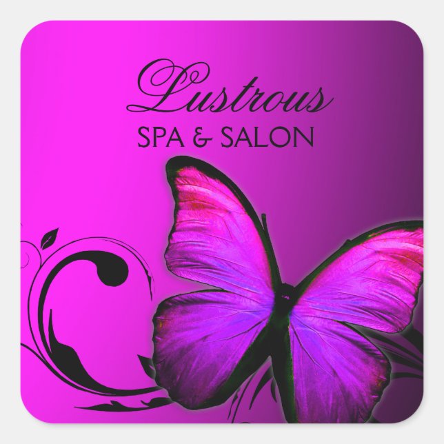 Sticker Carré 311 Papillon lustré rose pourpre (Devant)