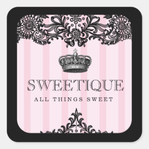 Sticker Carré 311 Sweetique Pink Stripes & Dentelle