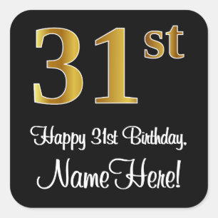 Sticker Carré 31e anniversaire - Elégant Luxueux Faux Gold Look