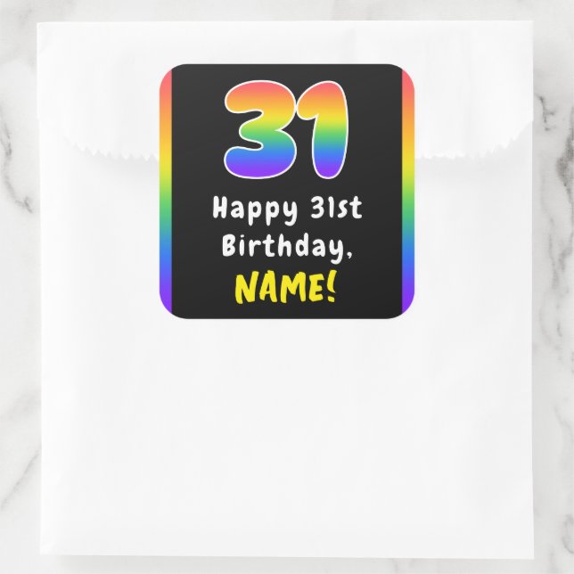 Sticker Carré 31e anniversaire : Rainbow Spectrum # 31, Nom pers (Sac)