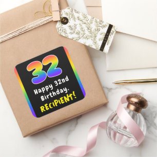Sticker Carré 32e anniversaire : Rainbow Spectrum # 32, Nom pers