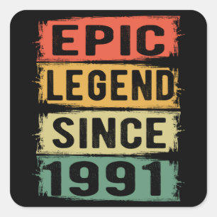 Sticker Carré 34 Ans Anniversaire Epic Légende 34e anniversaire 