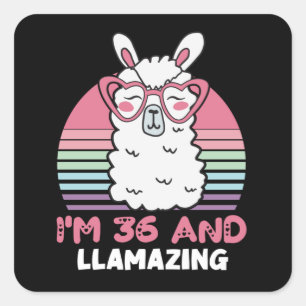 Sticker Carré 36 ans Anniversaire lamazing 36e anniversaire Llam