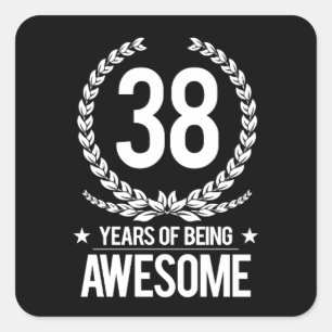 Sticker Carré 38e anniversaire (38 ans d'être génial)