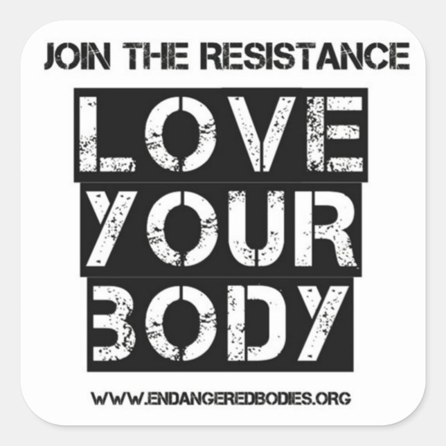 Sticker Carré 3" Aimez votre ticker corporel (Devant)