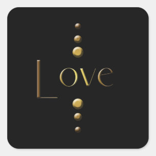 Sticker Carré 3 points Gold Block Love & Black Arrière - plan