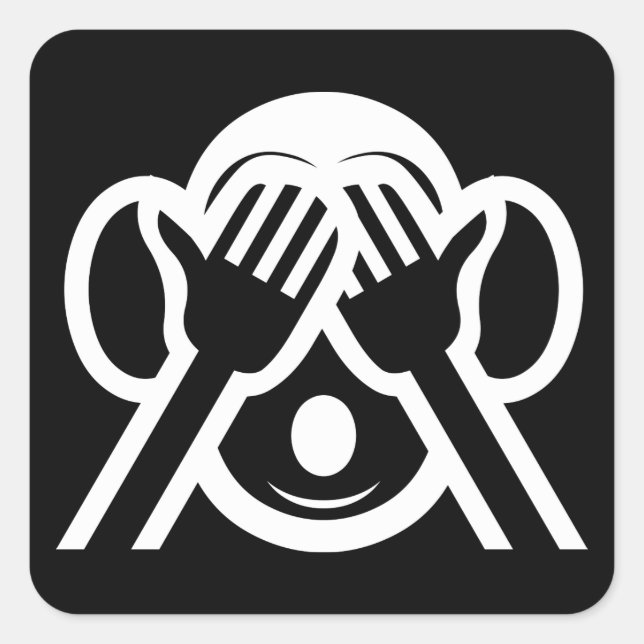 Sticker Carré 3 Singes Sages Mizaru 見 ざ る Ne Voir AUCUN Emoji Ma (Devant)