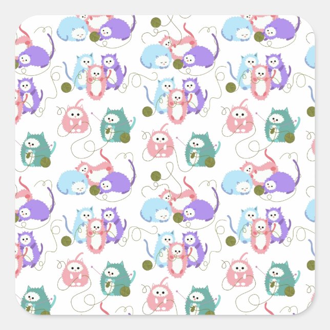 Sticker Carré 3 Tricot Little Kittens ! (Devant)