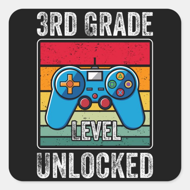 Sticker Carré 3e année Enfants déverrouillés Retour à l'école Ga (Devant)